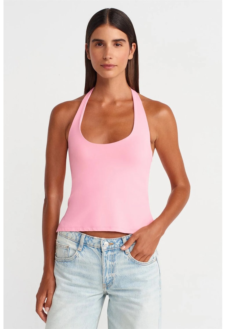 Top Slim Fit - decupat - roz pudra - nailon-elastan