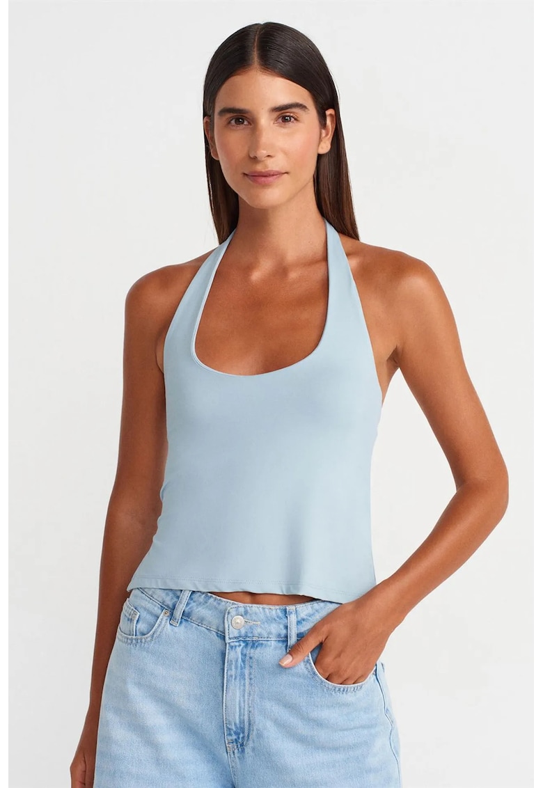 Top Slim Fit - decupat - Albastru deschis - Nylon
