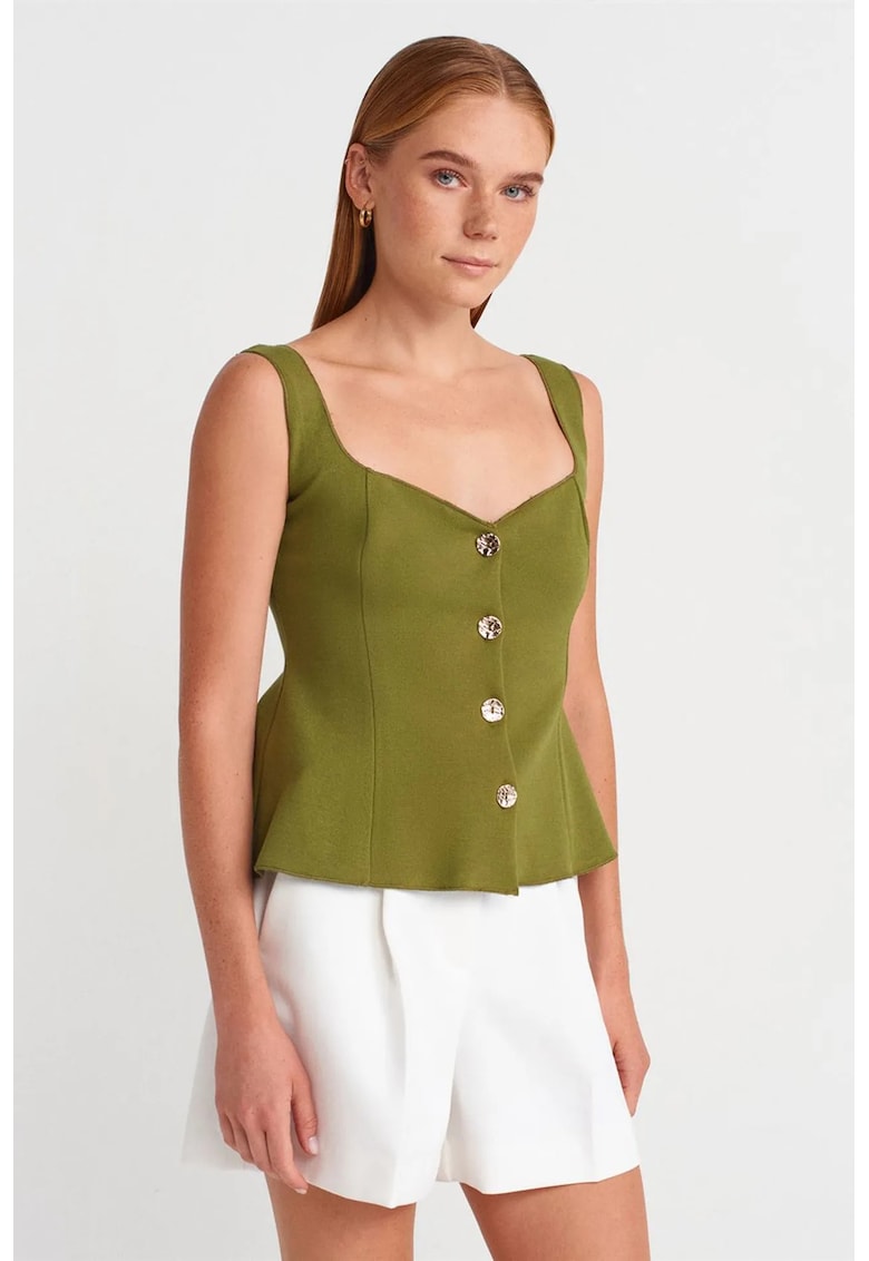 Bluza dama - tip Peplum - mulata - verde kaki - viscoza
