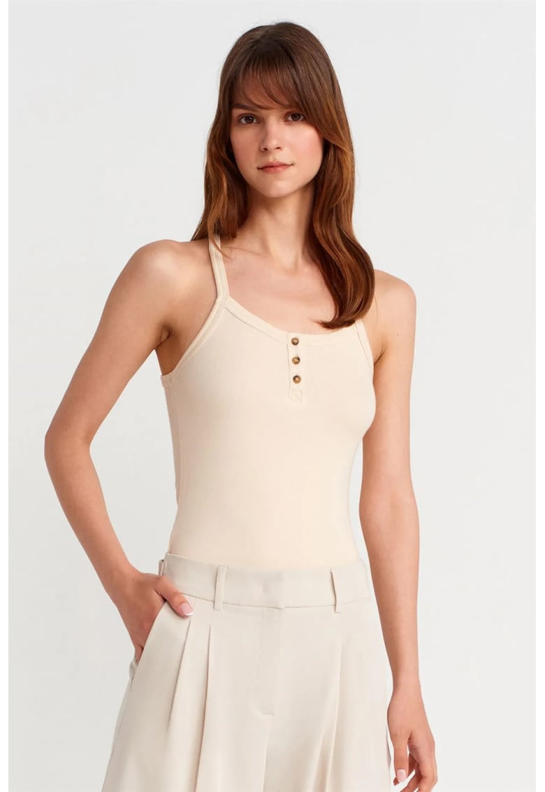 Bluze dama - tricotata Slim Fit - Crem Natural - 47% bumbac - 47% modal - 6% elastan