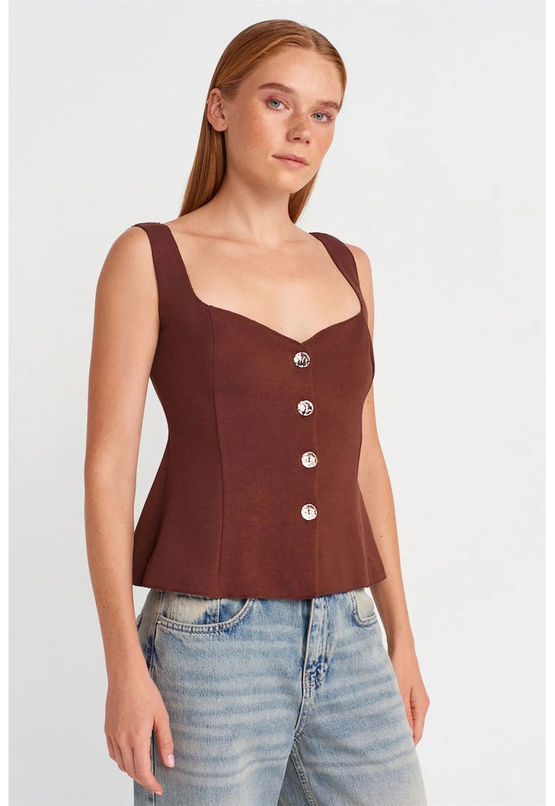 Bluza dama - Bluza tip Peplum - mulata - maro castaniu - viscoza