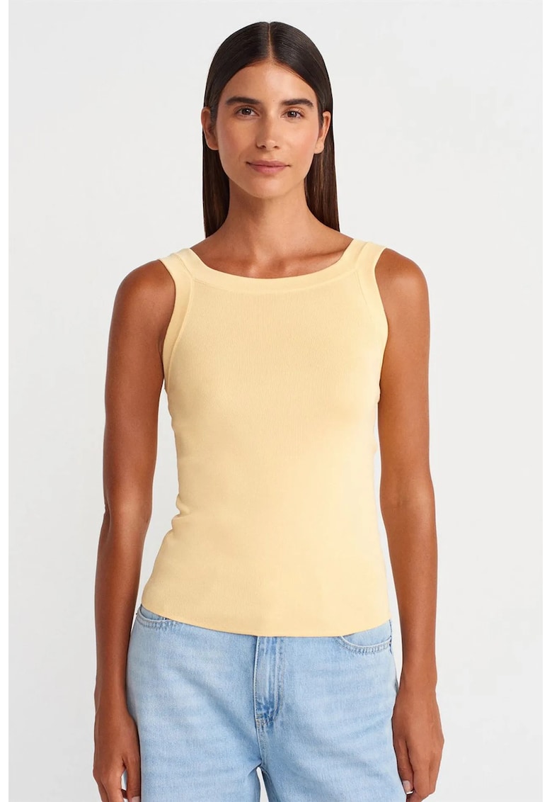 Bluza dama - bluza fara maneci - casual - galben lamaie - material standard -