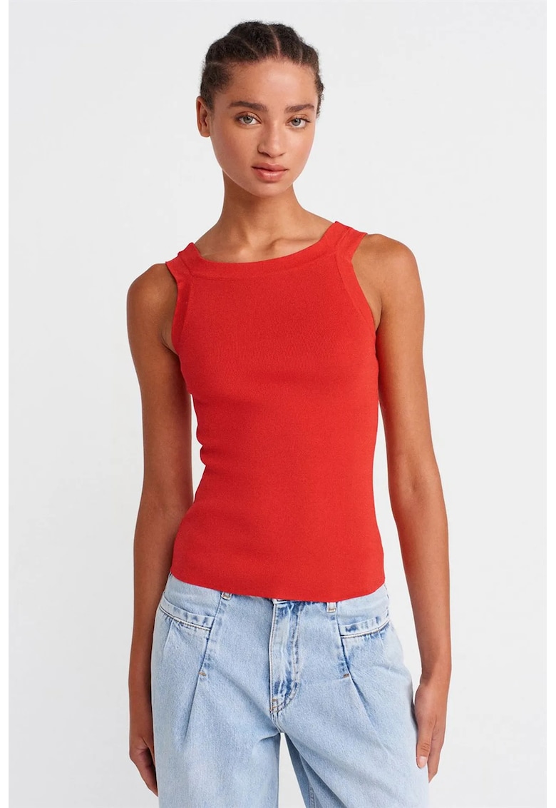 Bluza dama - fara maneci - decolteu patrat - rosu - casual -