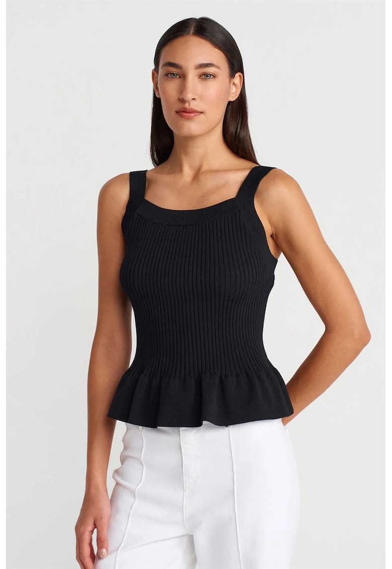 Bluza dama - bluza mulata - volanase - negru - fara maneci -