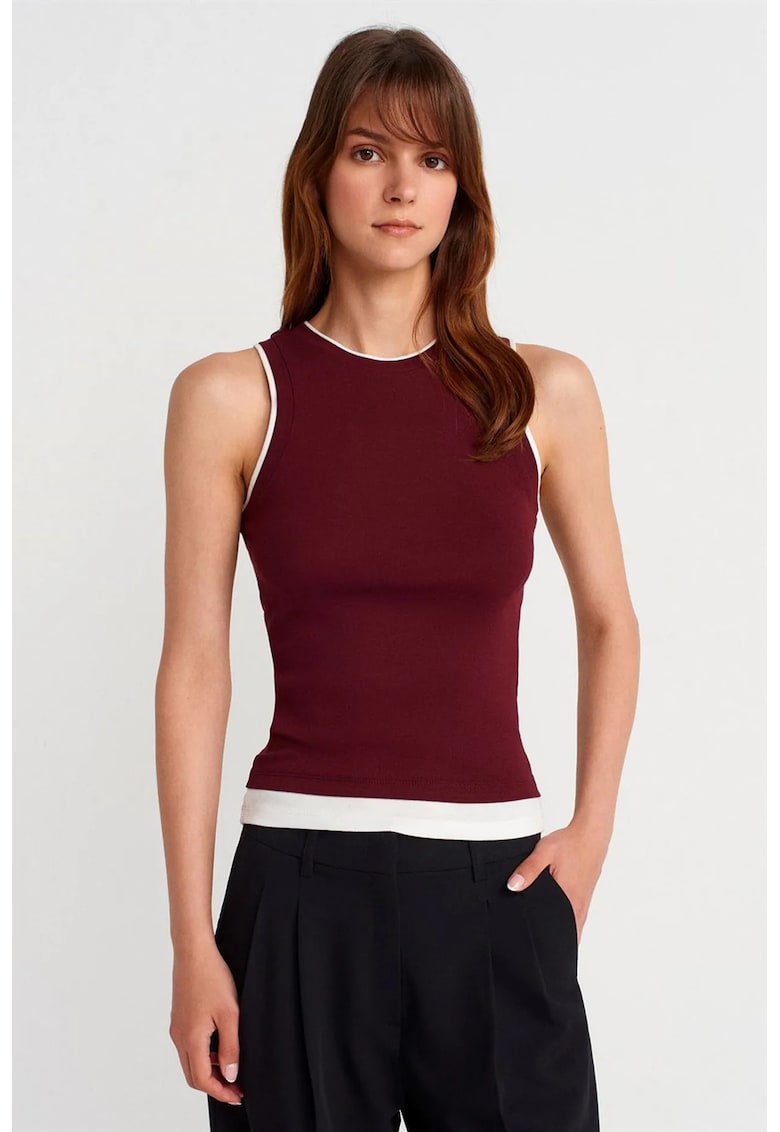 Bluza dama - bumbac reiat - fara maneci - rosu bordeaux