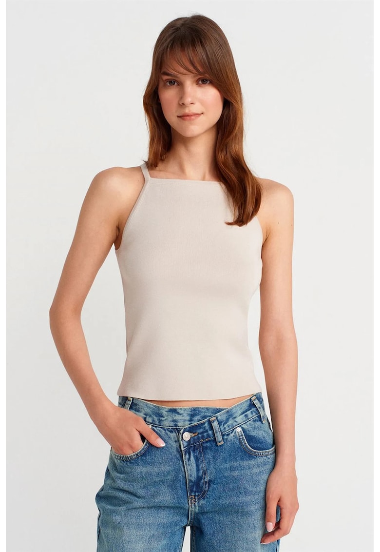 Bluza dama - slim fit - detaliu funda - piatra naturala - tricot subtire -