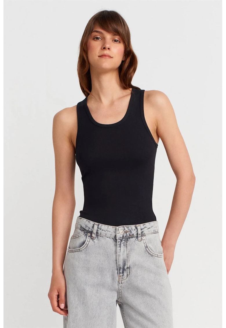 Bluze dama - fara maneci - casual - negru - 48% bumbac - 47% modal - 5% elastan