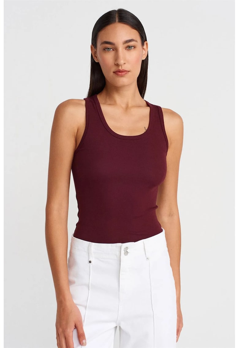 Bluze dama - fara maneci - rosu burgundy - bumbac/modal/elastan