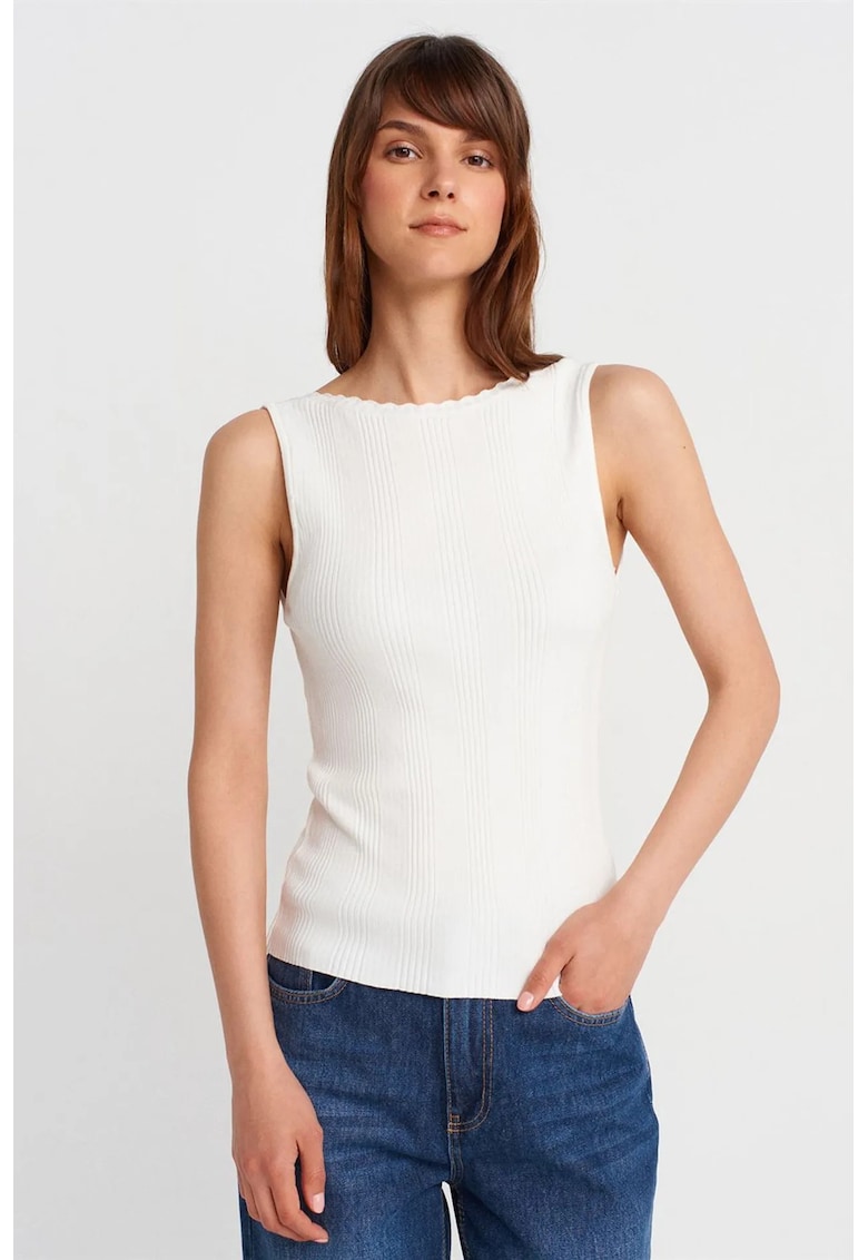 Bluza dama - bluza cu guler barca - casual - alb - viscoza-poliamida -