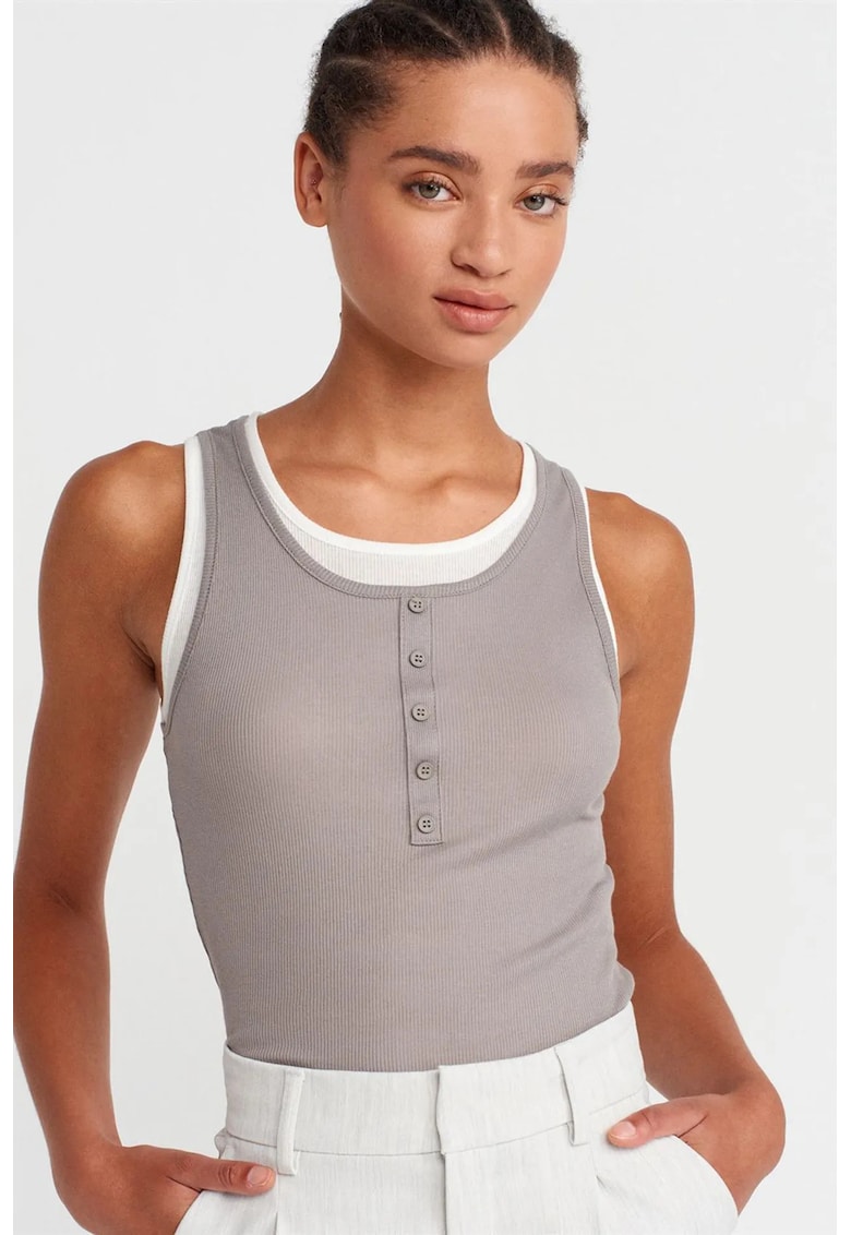 Bluza dama - bluza fara maneci - gri - bumbac 100%