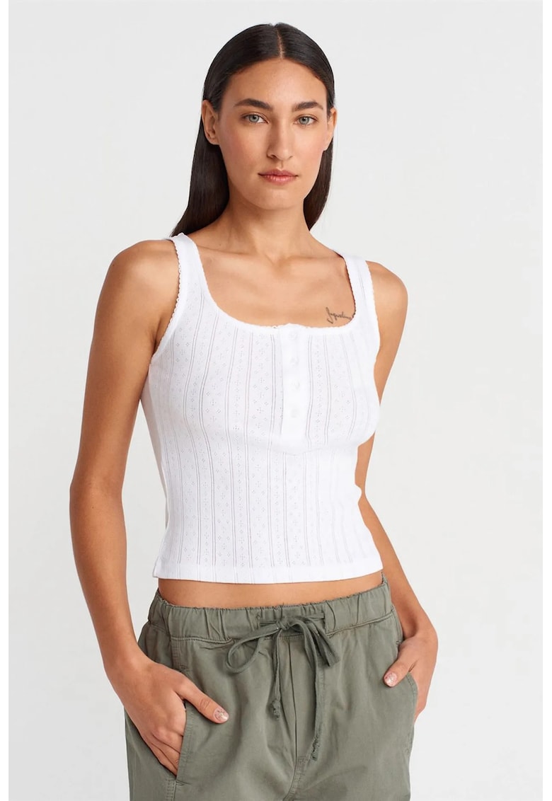 Bluza dama - slim fit - decolteu patrat - alb - bumbac
