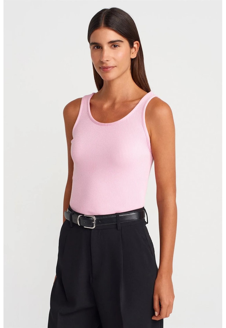 Maiou dama - tricotata fara maneci - roz garoafa - casual - One Size INTL -