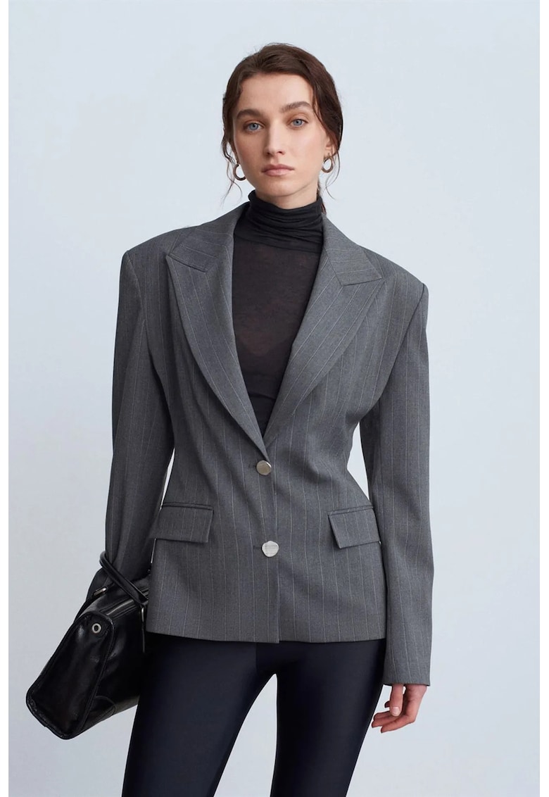Sacou dama Fitted Crepe - Gri carbune