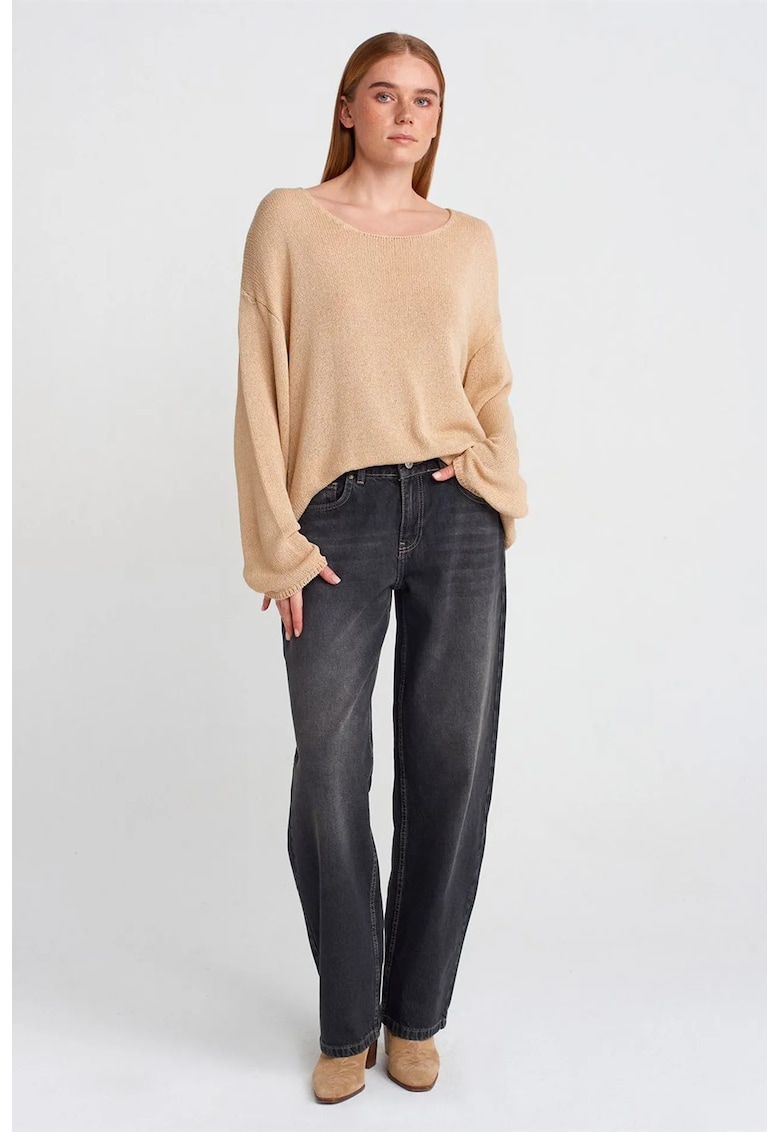 Blugi dama - High-Waist Balloon Wide-Leg - denim albastru inchis - 100% bumbac
