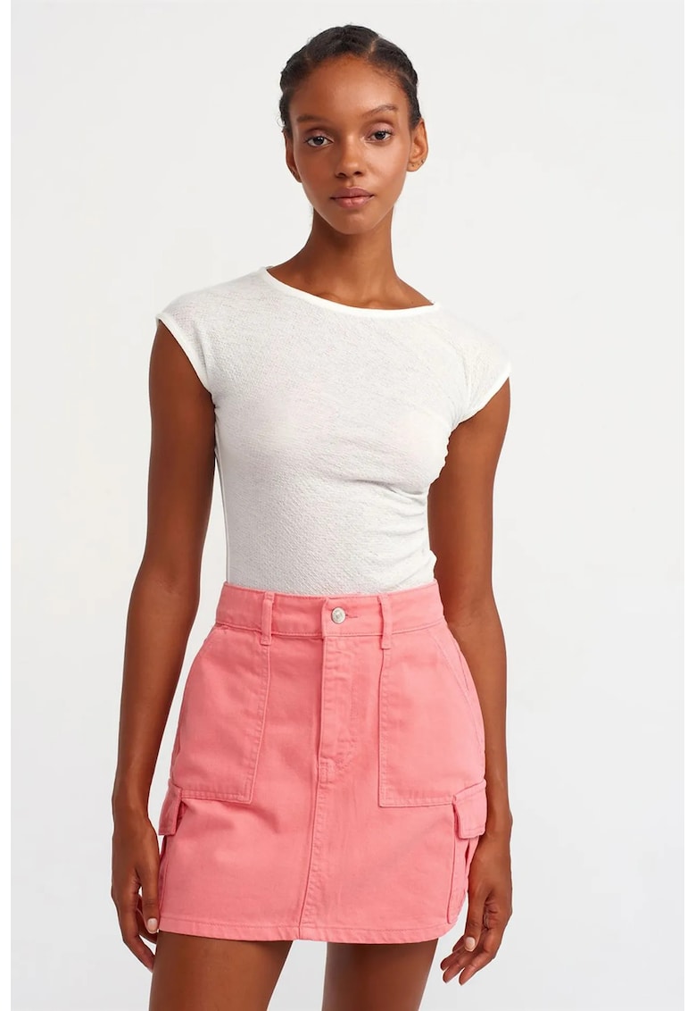 Bluza dama - bluza mulata - decolteu barcuta - alb - poliester-elastan