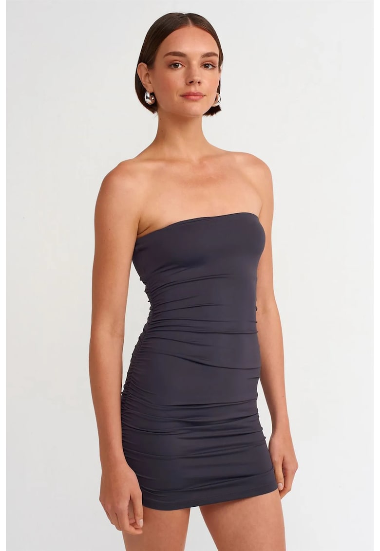 Rochie Mini - Bodycon - Albastru Marin - Elastic - Fara bretele