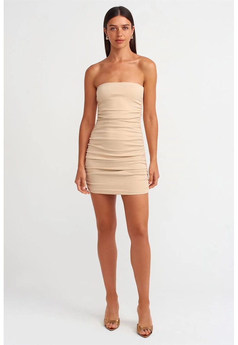 Rochie Mini Bodycon Eleganta - Bej Natural - Bumbac/Elastan
