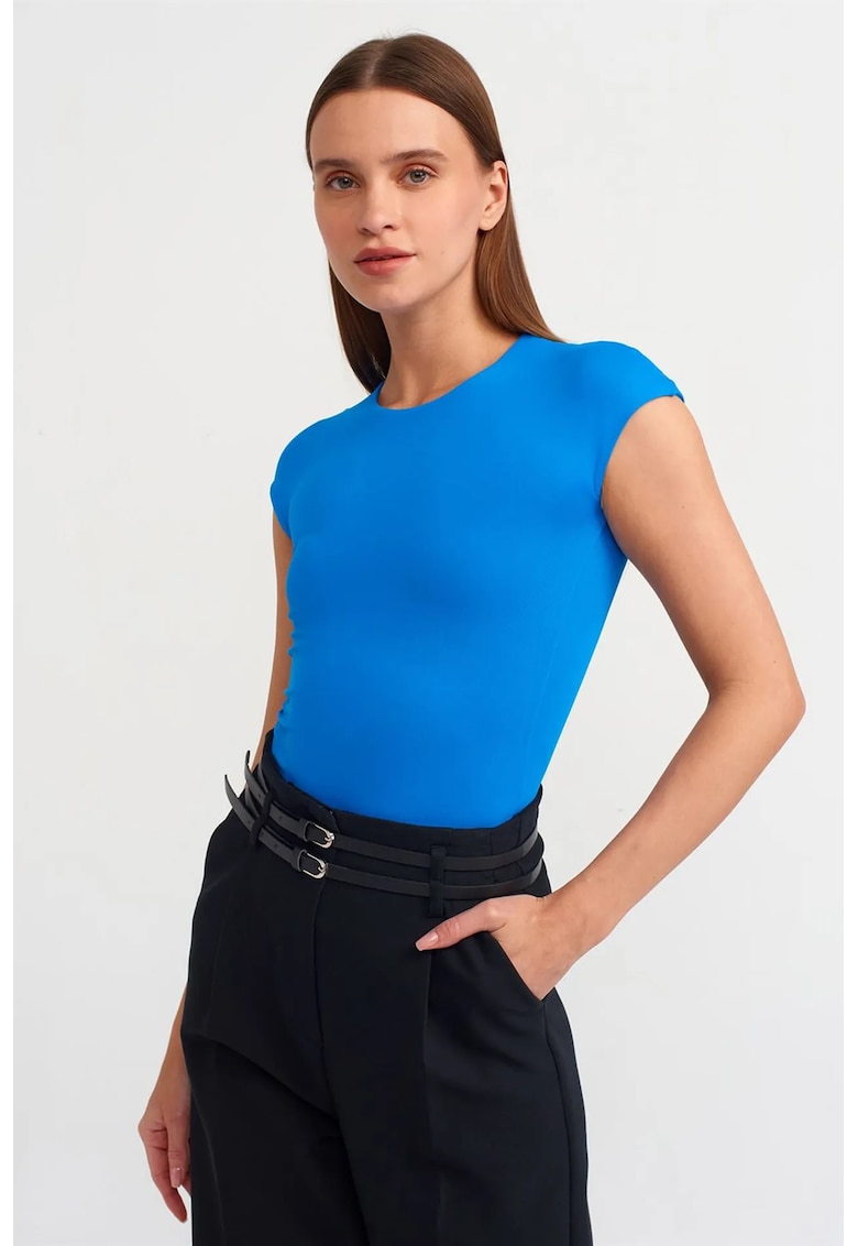 Tricou dama - slim fit - albastru cobalt - 90% nailon - 10% elastan