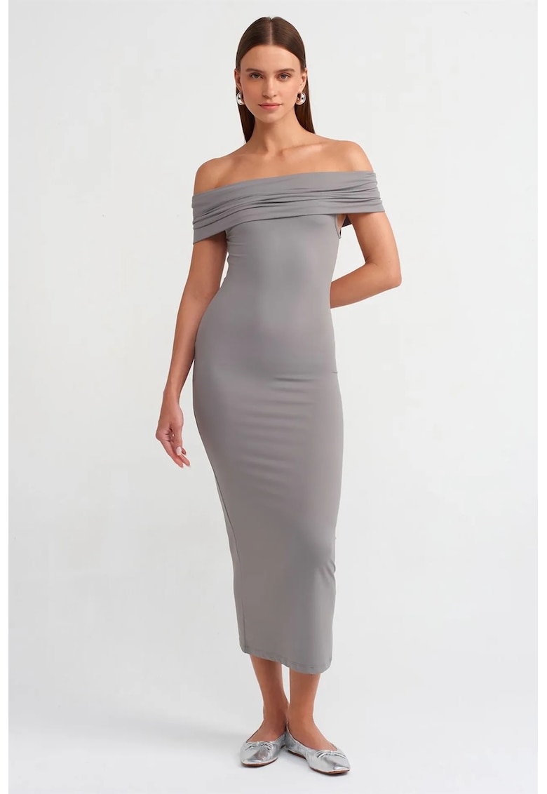 Rochie Midi - Bodycon - Gri ardezie - Elastic - Nylon