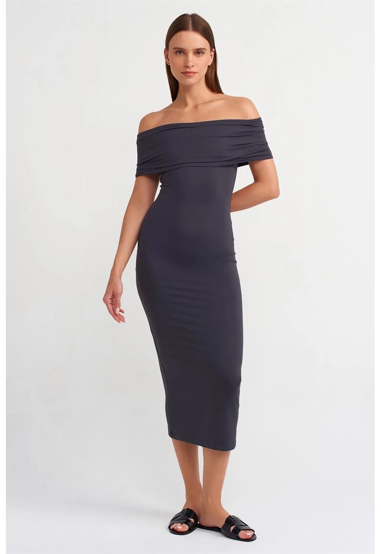 Rochie Midi - Bodycon - Albastru marin - Elastic - Femei