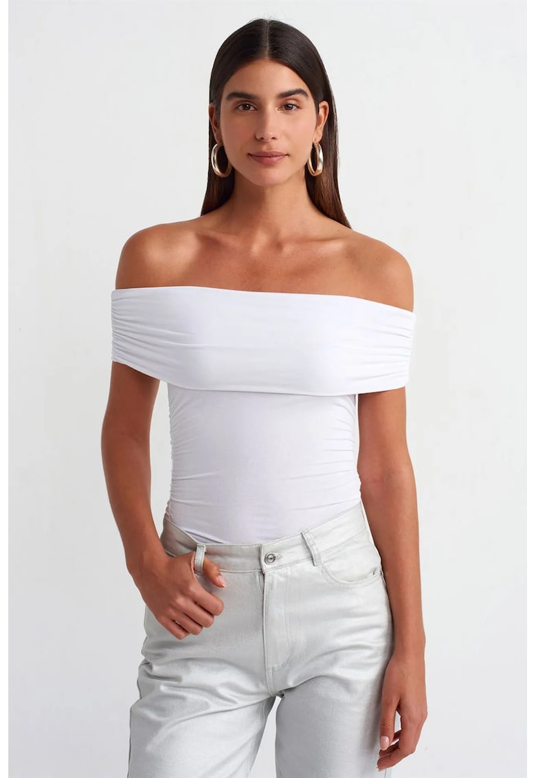 Bluza dama - Jersey Slim Fit - elegant - alb - 92% viscoza