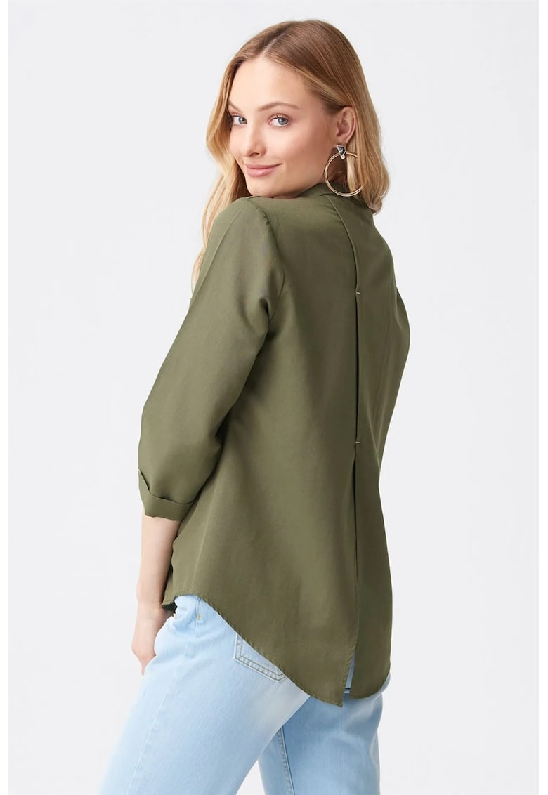 Camasa dama - camasa din poplin - casual - verde kaki - 60% bumbac - 40% poliester