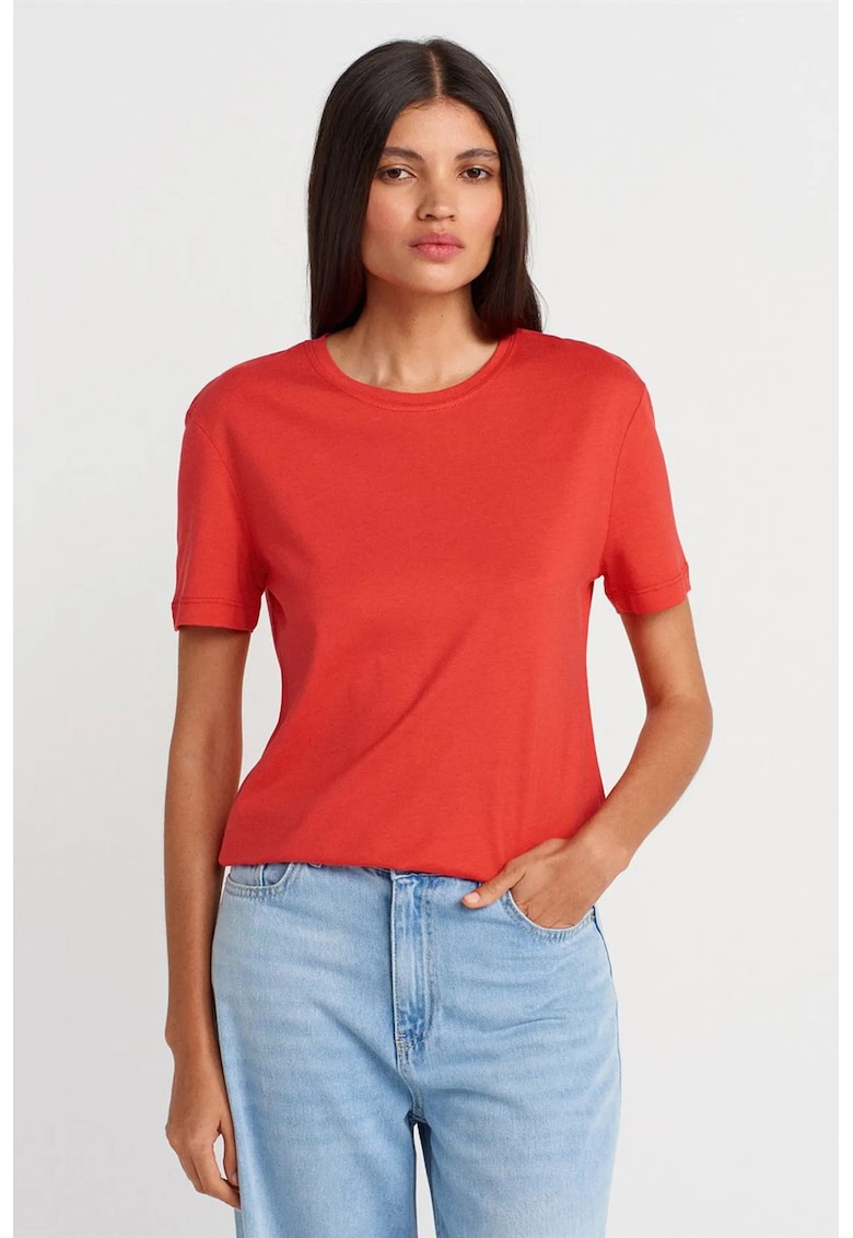 Tricou dama bumbac modal - maneca scurta - rosu caramiziu