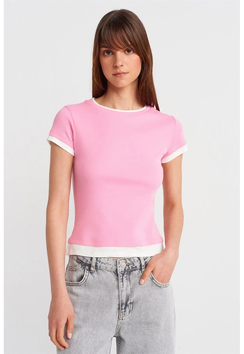 Tricou dama - tricou din bumbac - slim fit - roz pudrat