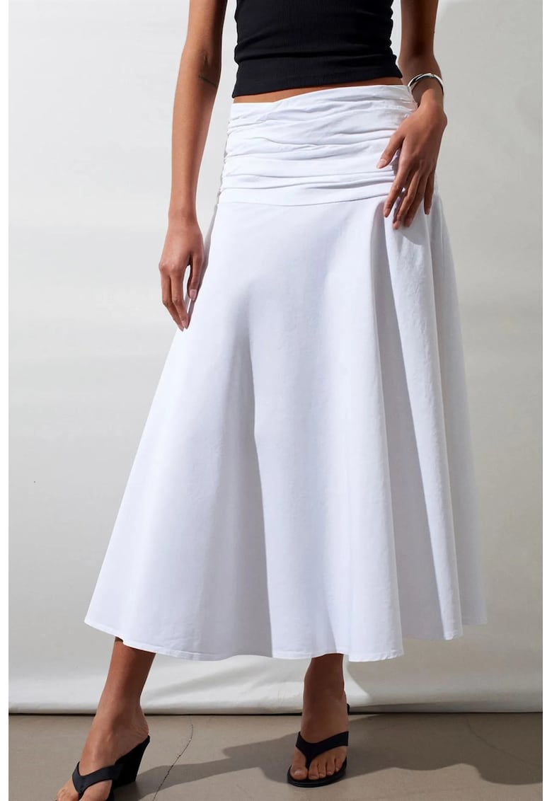 Fusta midi - casual - alb - 98% bumbac/2% elastan