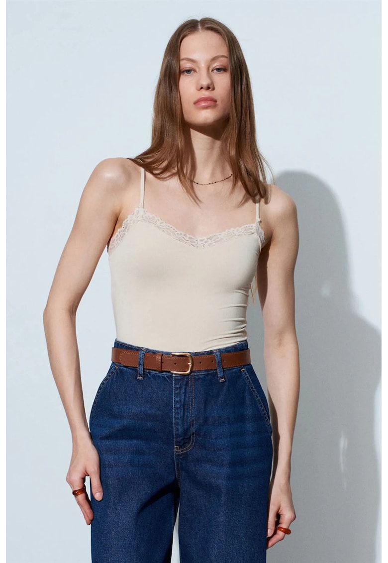 Bluze dama - Slim Fit - casual - bej natural - 85% modal - 15% elastan
