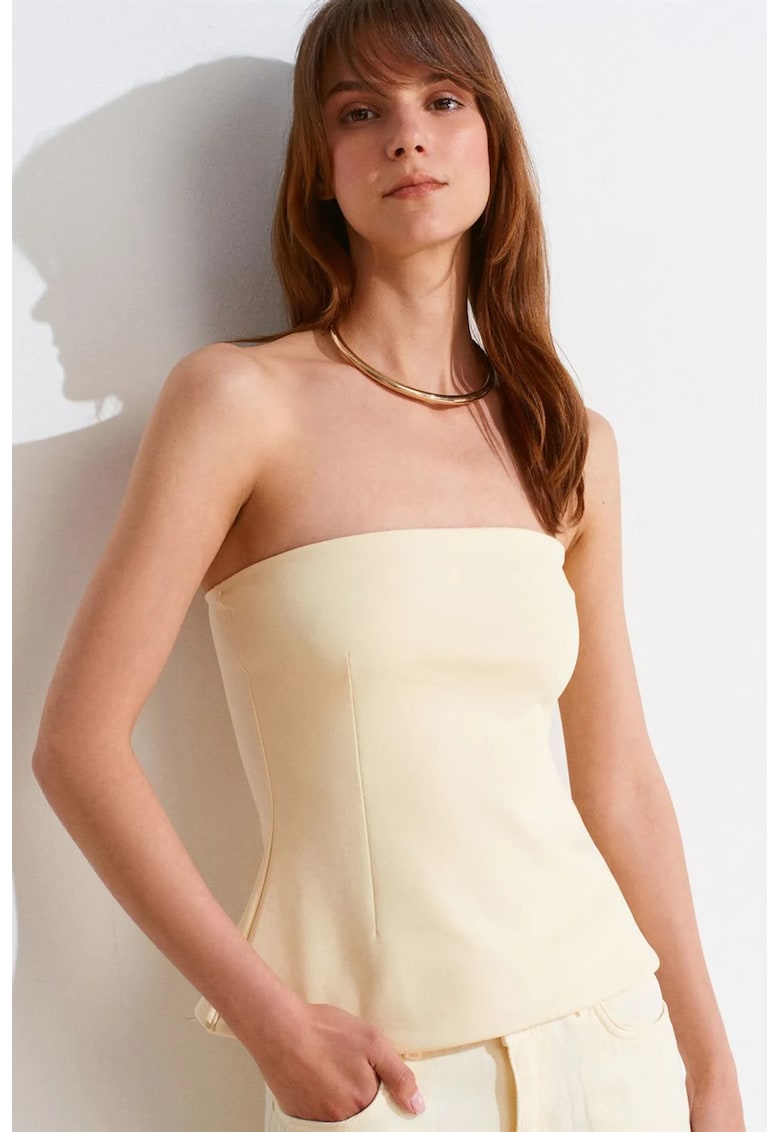 Bluza dama - slim-fit - crem natural - bumbac