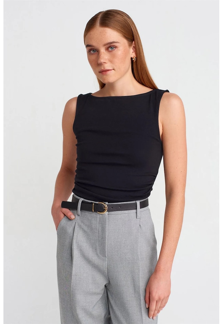 Bluza dama - bluza fara maneci - casual - negru - 94% bumbac