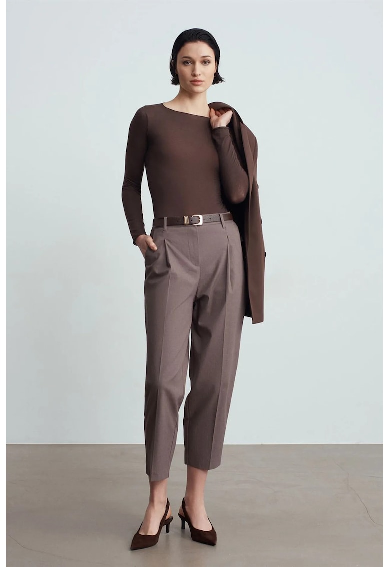 Pantaloni dama - cu croiala dreapta - gri antracit - bumbac-elastan