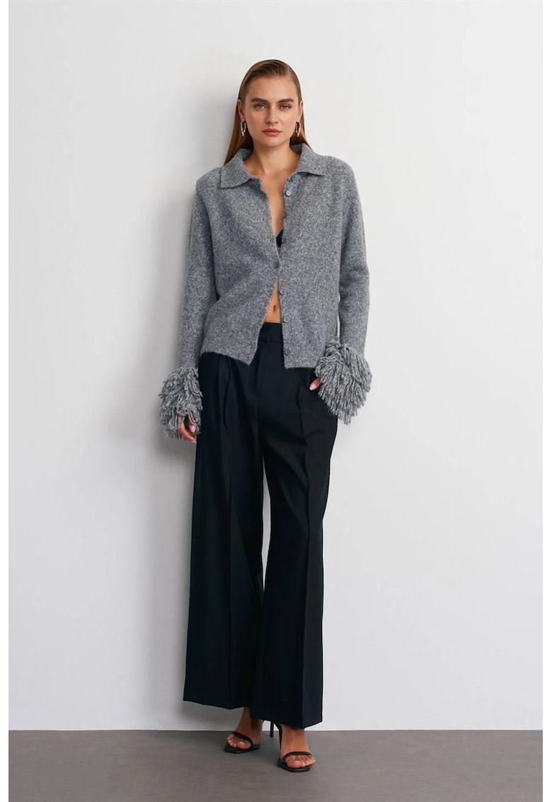 Pantaloni dama - talie inalta - negru - poliester-viscoza-elastan