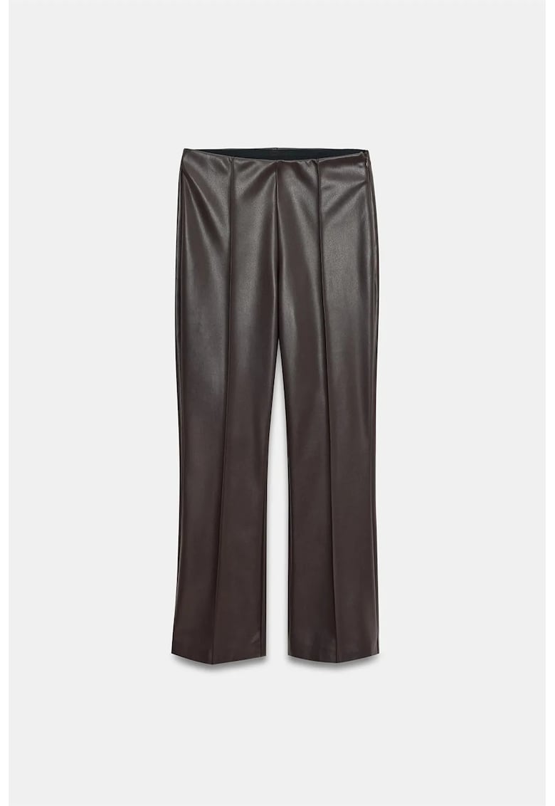 Colanti - High-Waist - cu cordon - maro cafea - piele ecologica