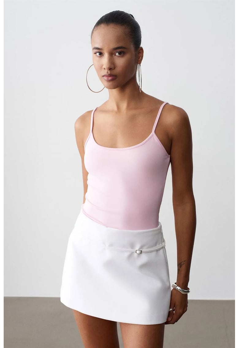 Bluza dama - Slim Fit - roz pudra - nylon
