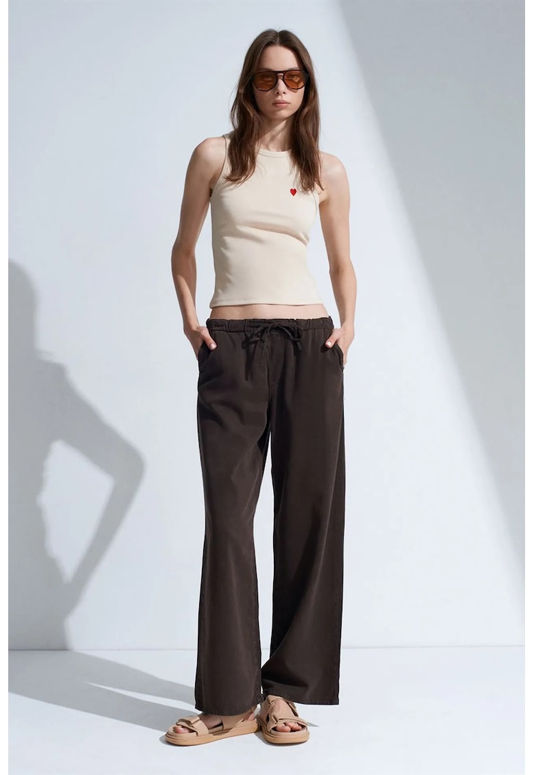 Blugi dama - talie medie - croiala larga - gri antracit - denim