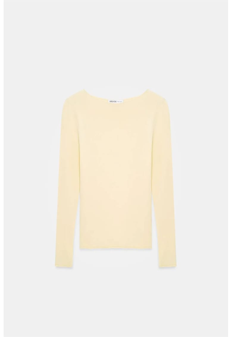Pulover dama - slim-fit - tricot subtireqwdfwq - Galben pal