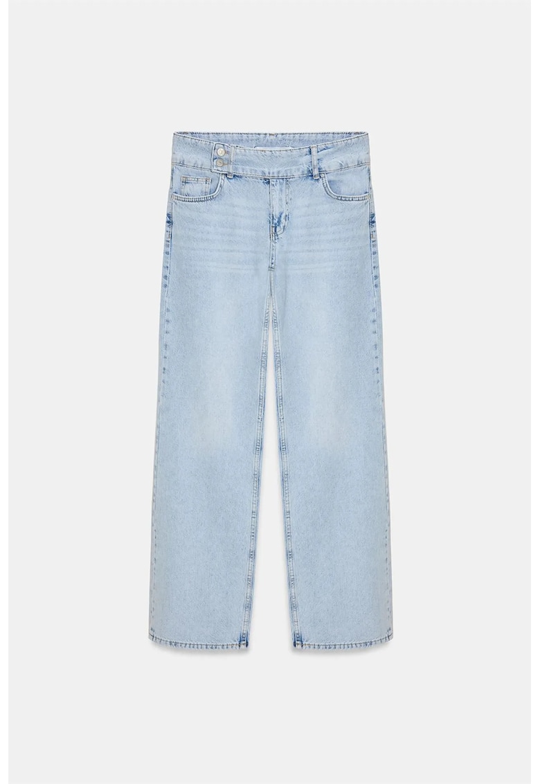 Blugi dama - talie medie - croiala larga - denim - albastru deschis - 100% bumbac