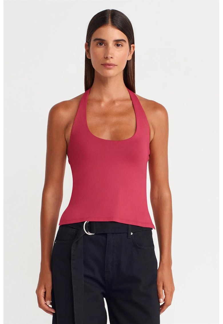 Top Slim Fit - decupat - roz - nylon