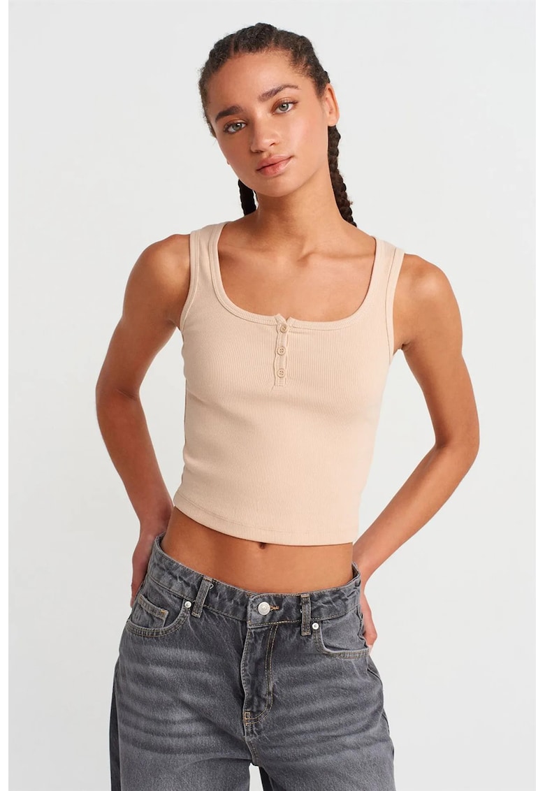 Bluze dama - casual - cu nasturi - bej natural - 94% bumbac