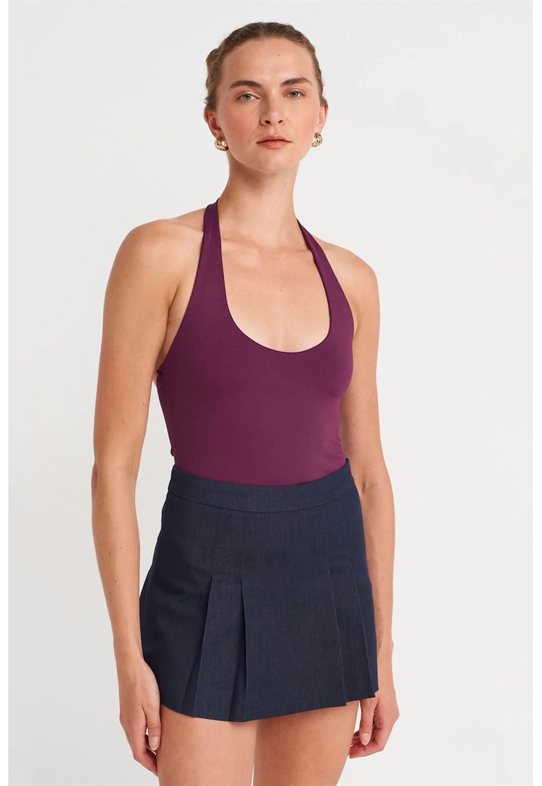 Maiou - Slim Fit - decupat - mov ametist - 93% nailon - 7% elastan