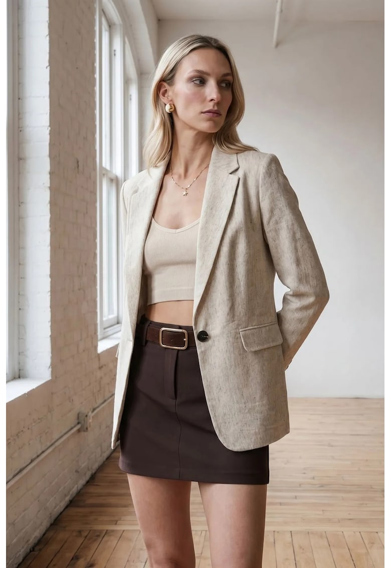 Sacou dama regular-fit - guler sal - bumbac si Tencel -