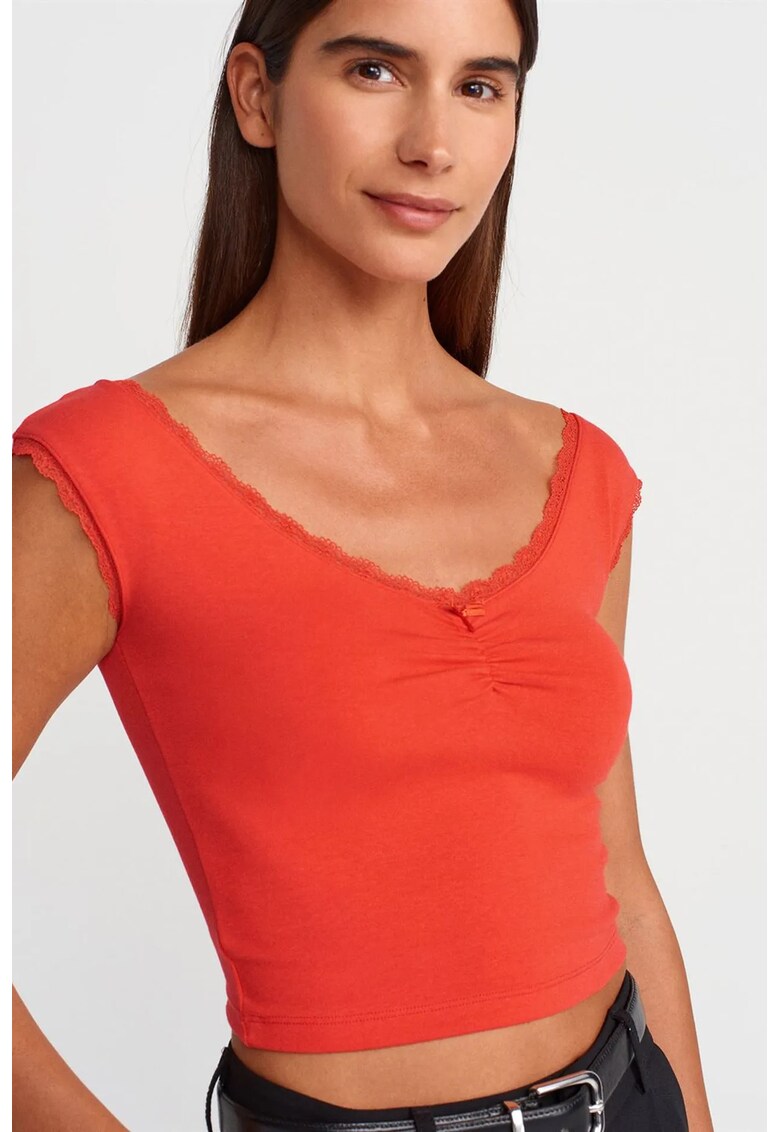 Bluza dama - slim fit - captusita - portocaliu - jerseu