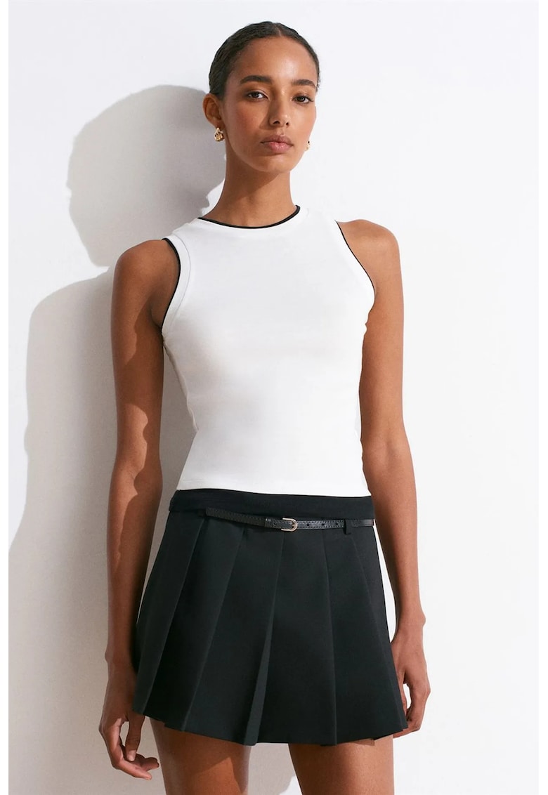 Bluza dama - fara maneci - alb - bumbac reiat
