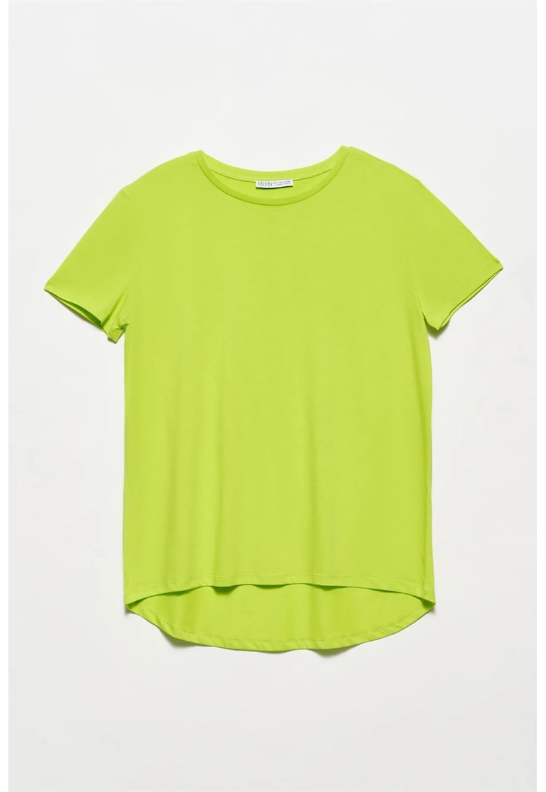 Tricou dama bumbac - verde lime - maneca scurta - croiala regulara