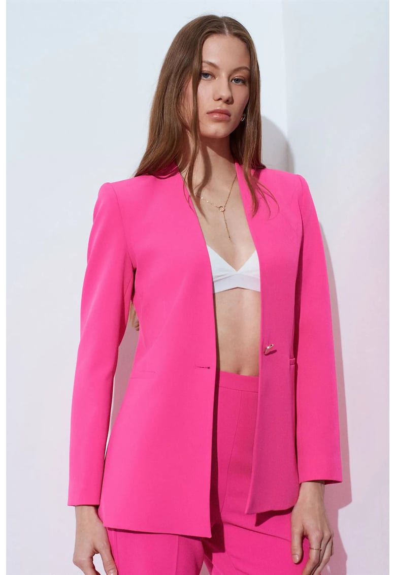 Sacou dama - blazer din crep - slim fit - roz aprins - 74% poliester - 20% viscoza - 6% elastan