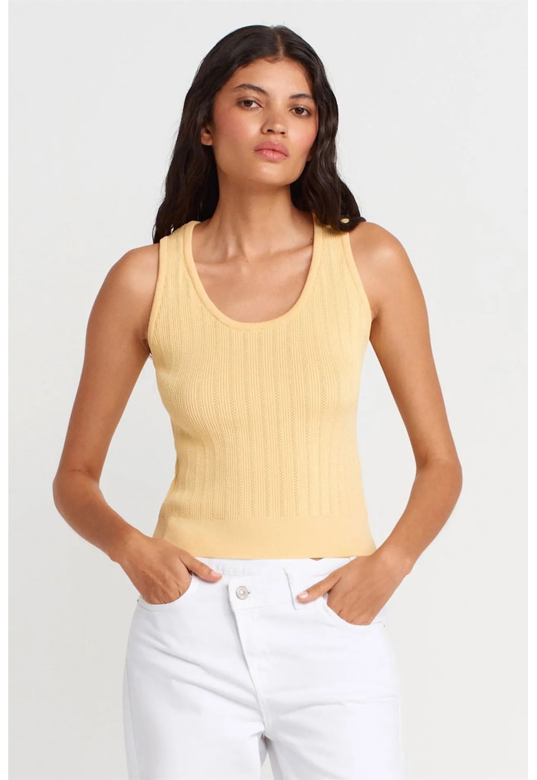 Bluza dama - bluza fara maneci - mulata - galben lamaie - casual -