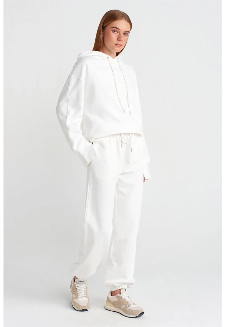 Pantaloni dama - jogging din fleece - alb - 80% bumbac - 20% poliester