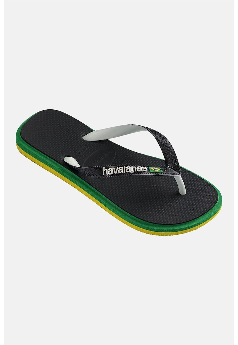 Papuci flip-flop cu logo Brasil - Verde/Negru
